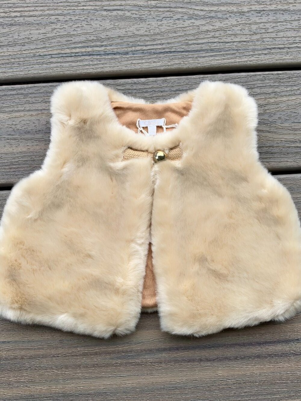 Chloé Designer Baby Girl 12M Luxury Short Jacket Coat Faux Fur Vest